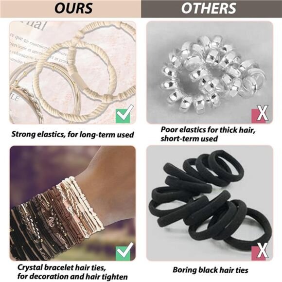 Boho hair ties set 20pcs ponytail holders no damage elastic hair bands for women - Picture 3 of 8